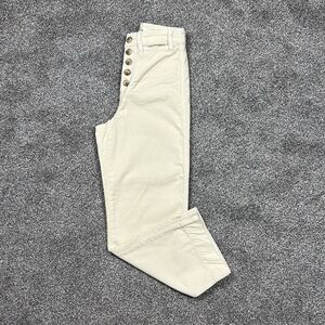 Marine Layer Womens‎ 2 Bridget Corduroy Straight Leg Crop Pant Ivory Beige